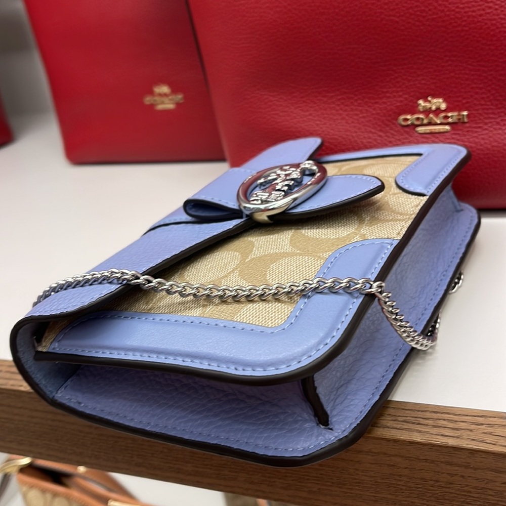 Coach Georgie Crossbody In Signature Canvas Light Khaki / Marble Blue - Picture 9 of 16